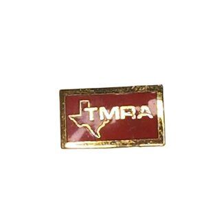Vintage Collectible Pin: TMRA Texas Red Enamel Screw back